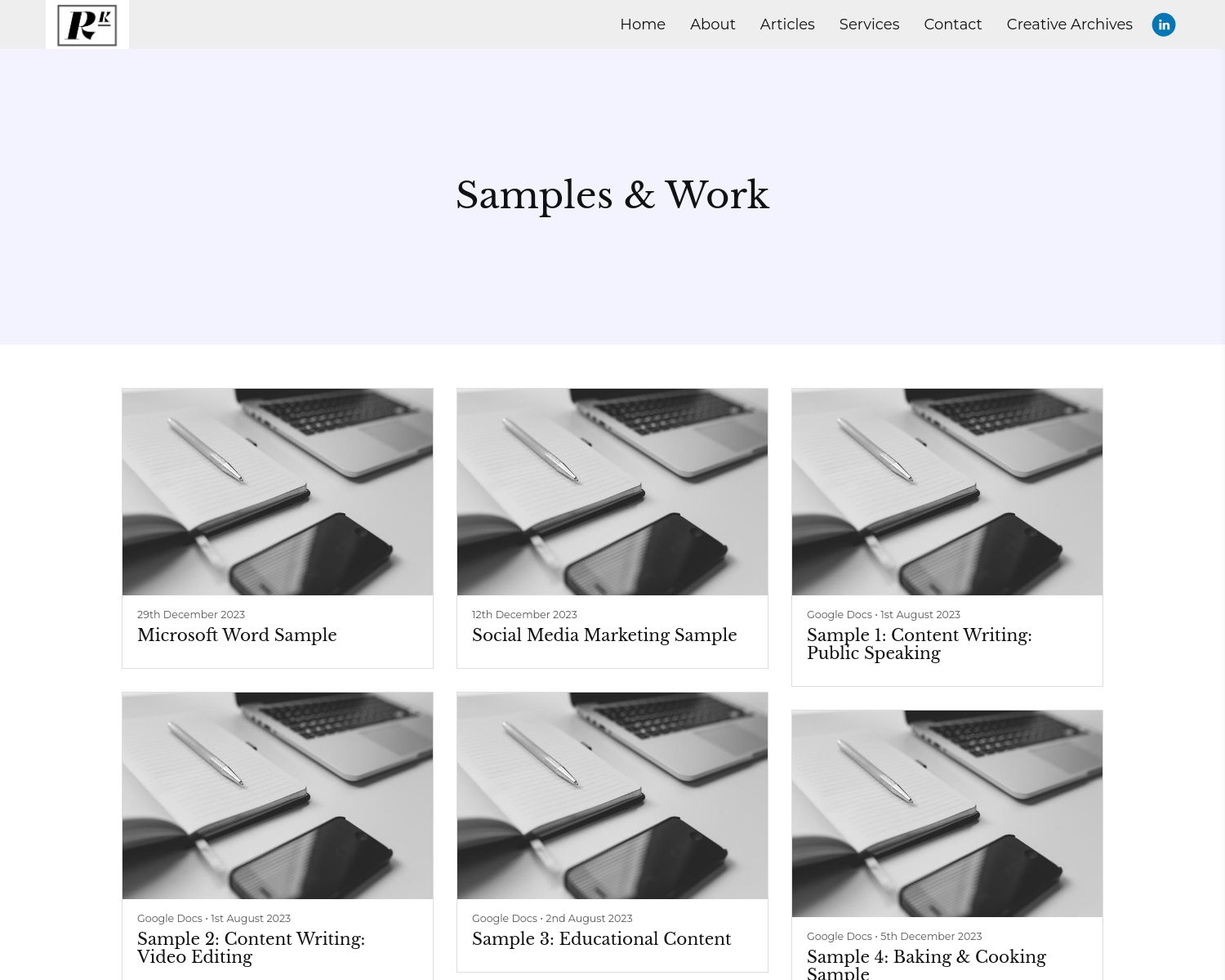 Content writing examples