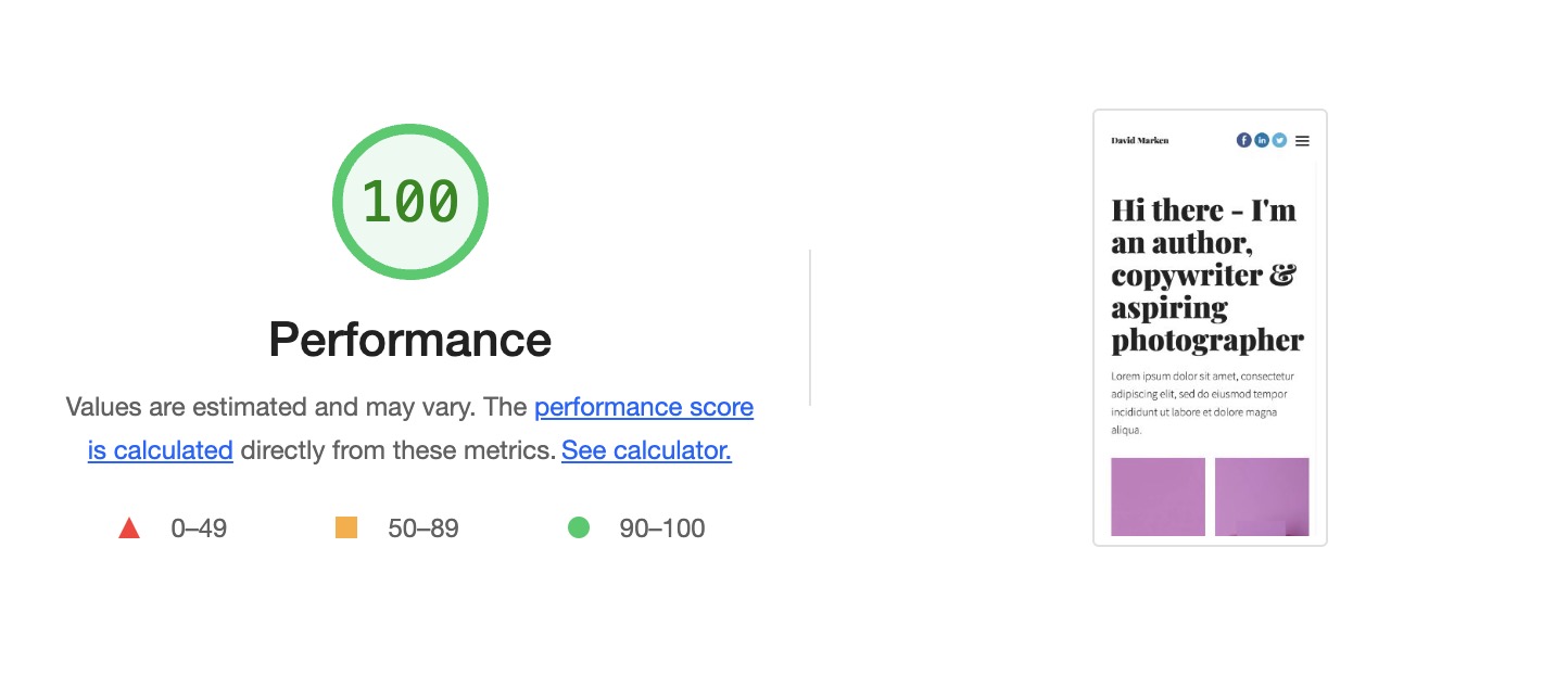 Fast loading portfolio platform