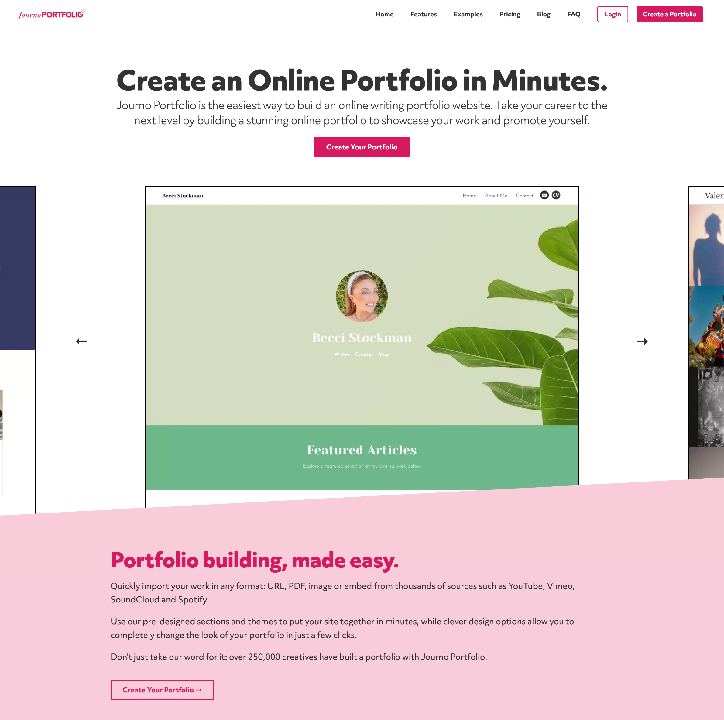 Journo Portfolio Homepage Screenshot 1